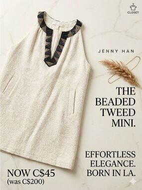 Jenny Han mini dress, with beautiful beaded neckline